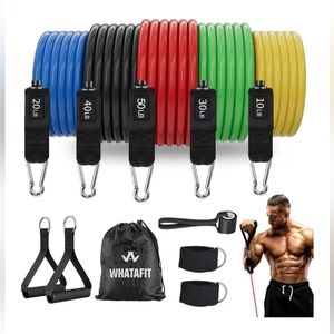 WHATAFIT Resistance Bands, Exercise Bands with Handles for Men and Women Fitness